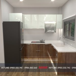 Tủ bếp chữ L hợp kim nhôm TB22
