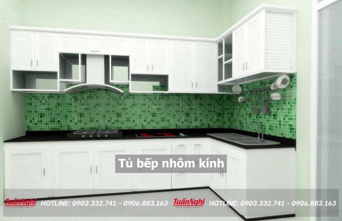 15+ Mẫu Tủ Bếp Nhôm Kính Đẹp Không Thể Bỏ Qua 2023 21 tủ bếp nhôm kính