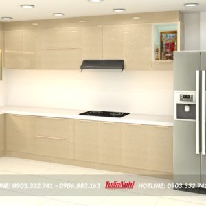 Tủ bếp chữ L hợp kim nhôm có bàn thờ TB70 