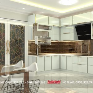 Tủ bếp chữ L hợp kim nhôm sang trọng TB78