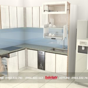 Tủ bếp chữ L hợp kim nhôm nhỏ gọn TB79