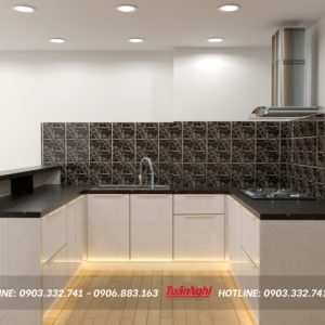 Quy trình thiết kế thi công tủ bếp chuyên nghiệp tại Tuấn Nghi 141 Tủ bếp dưới chữ U hợp kim nhôm TB84