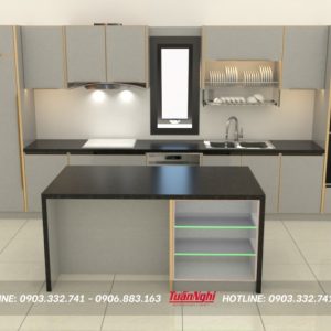 Tủ bếp chữ i hợp kim nhôm có bàn đảo TB91
