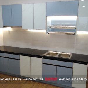 Tủ bếp chữ i hợp kim nhôm xanh trắng TB93