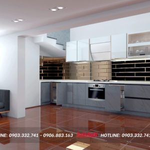 Tủ bếp chữ i hợp kim nhôm đơn giản TB95