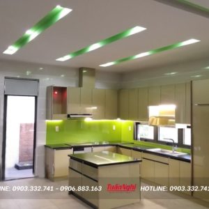 Quy trình thiết kế thi công tủ bếp chuyên nghiệp tại Tuấn Nghi 128 Tủ bếp chữ U hợp kim nhôm có bàn đảo TB97