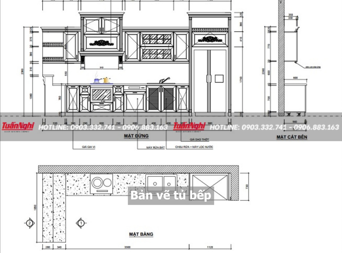 Bản vẽ tủ bếp