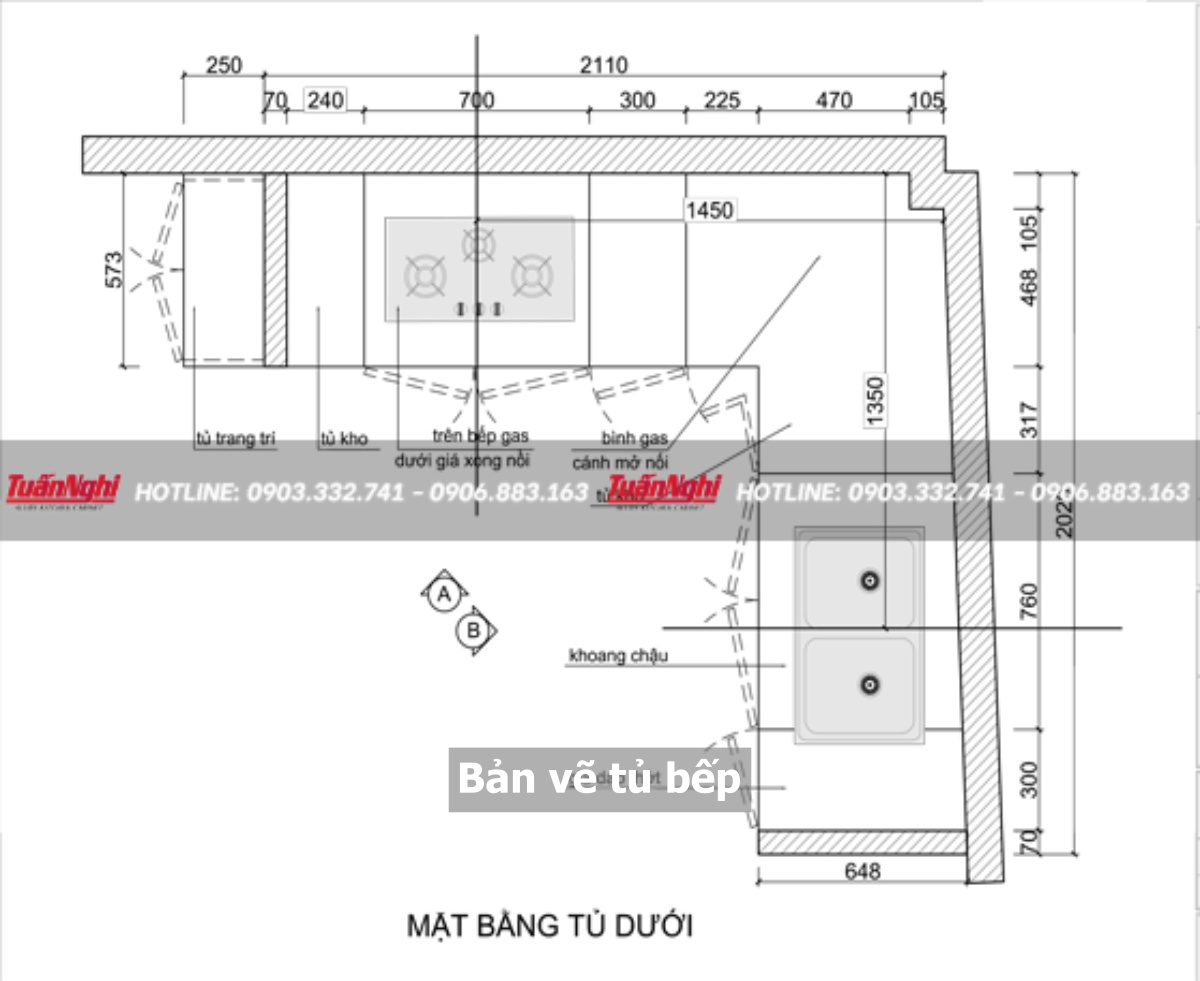 Bản vẽ tủ bếp