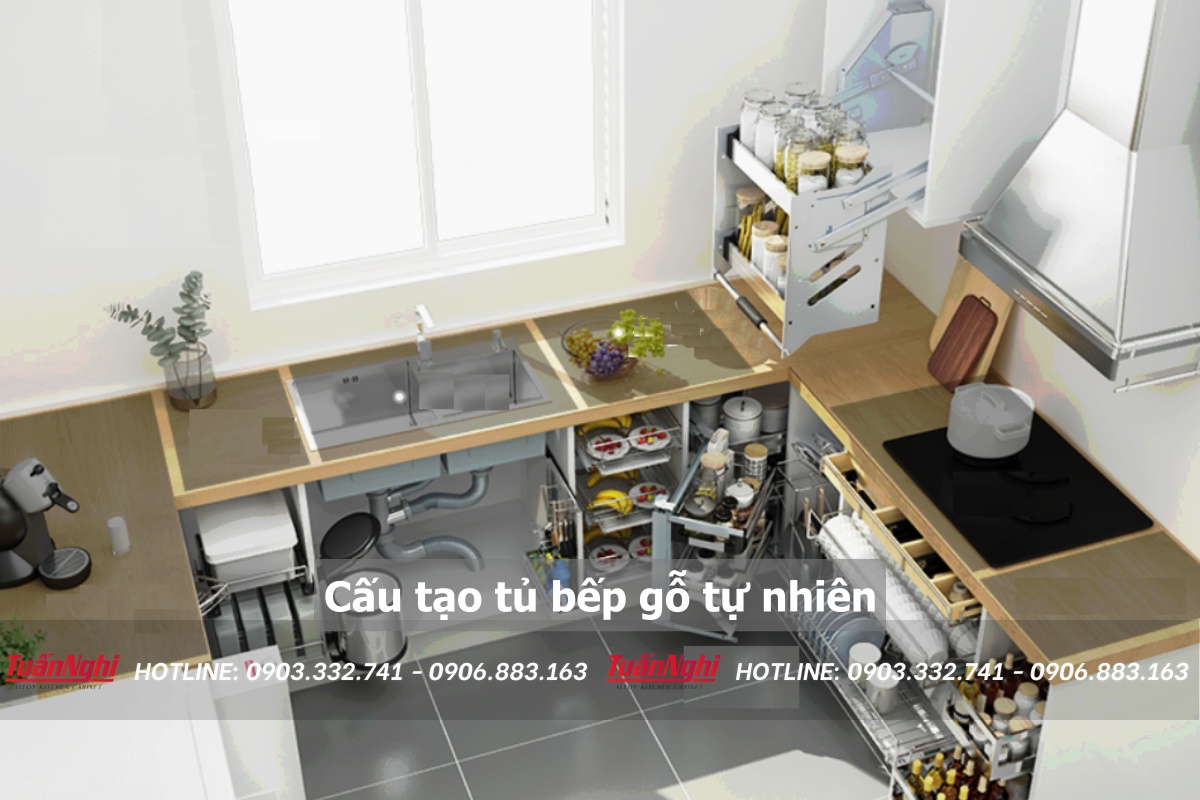 Cấu tạo tủ bếp gỗ tự nhiên