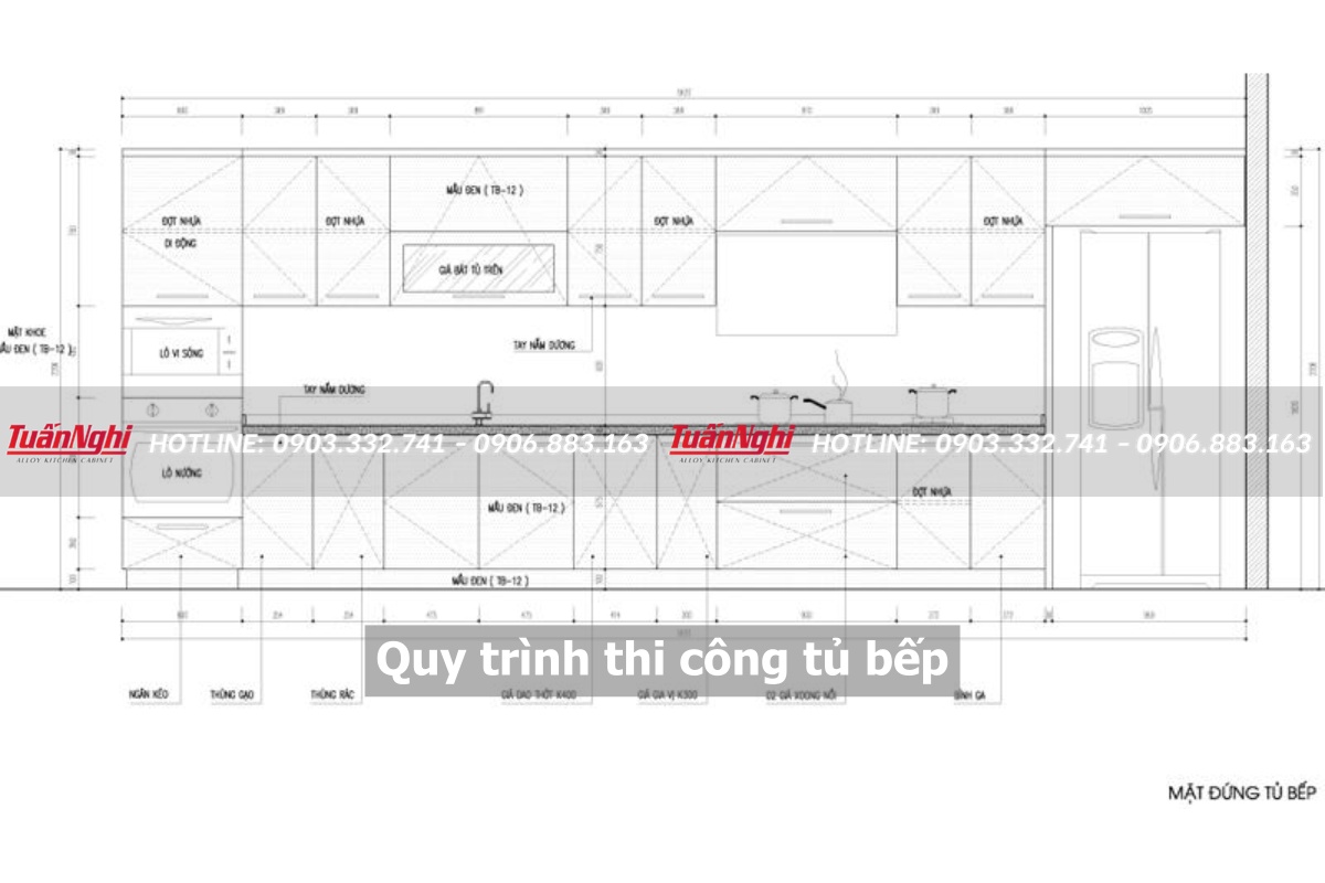 quy trình thi công thủ bếp