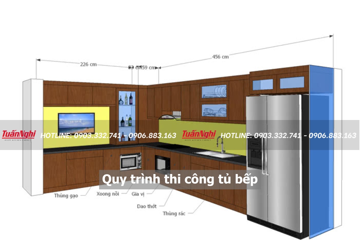 quy trình thi công thủ bếp