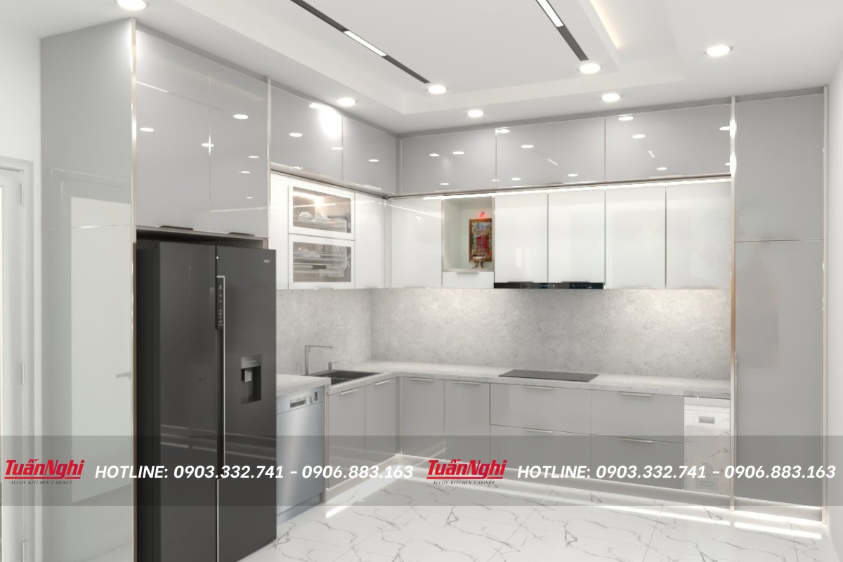 Tủ bếp chữ L hợp kim nhôm TB32 1 tb32