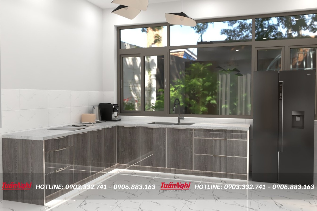 Tủ bếp chữ L hợp kim nhôm TB36 1 tb36