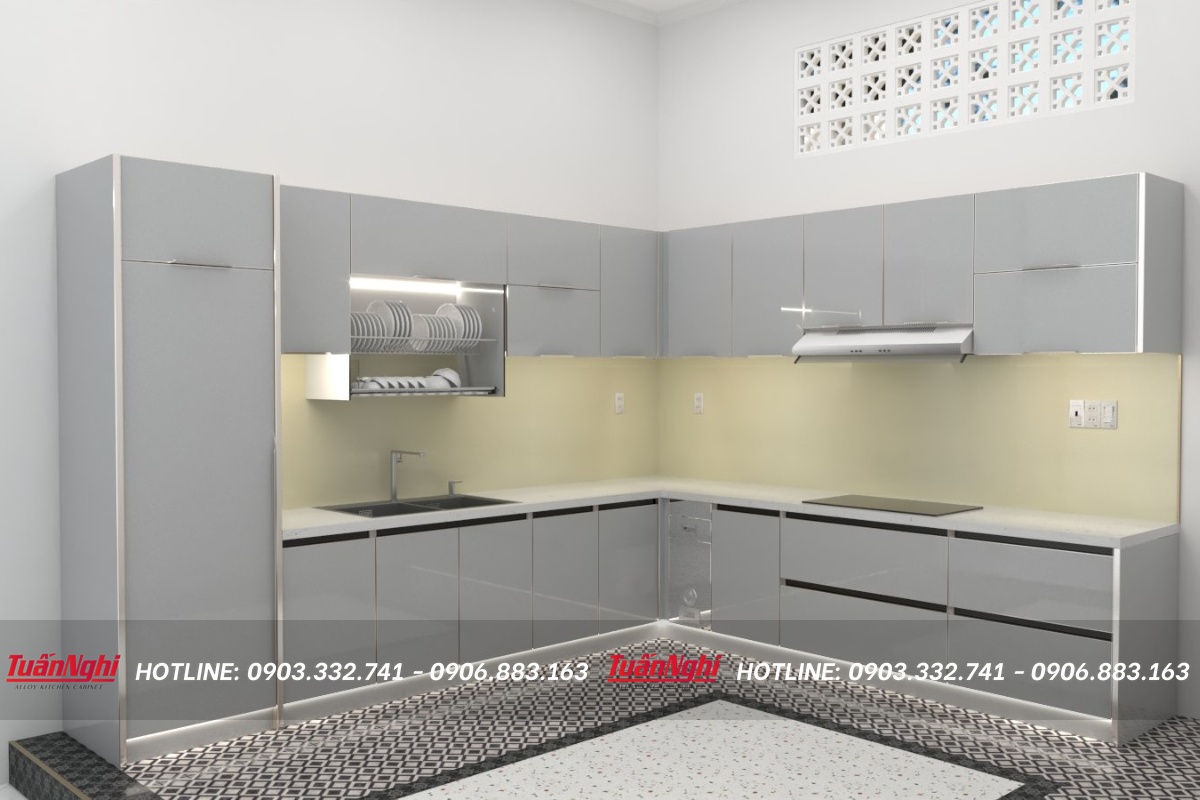 Tủ bếp chữ L hợp kim nhôm TB37 1 tb37