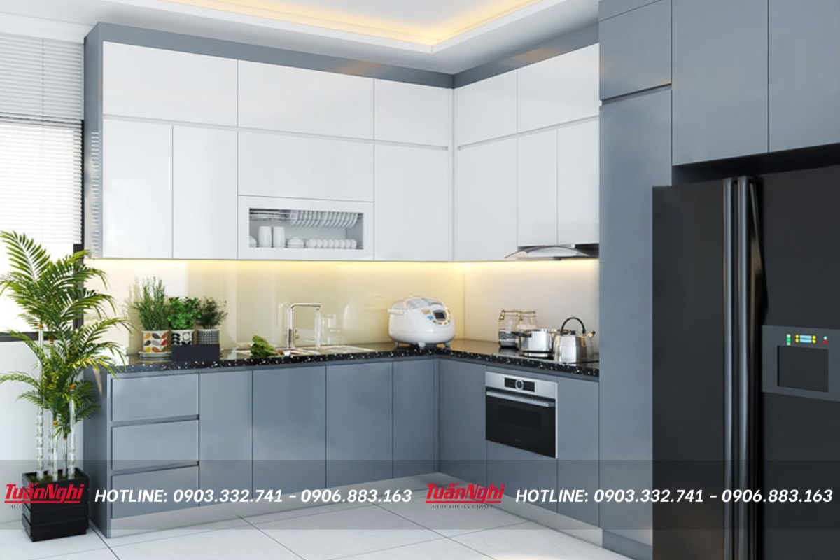 Tủ bếp chữ L hợp kim nhôm TB39 1 tb39