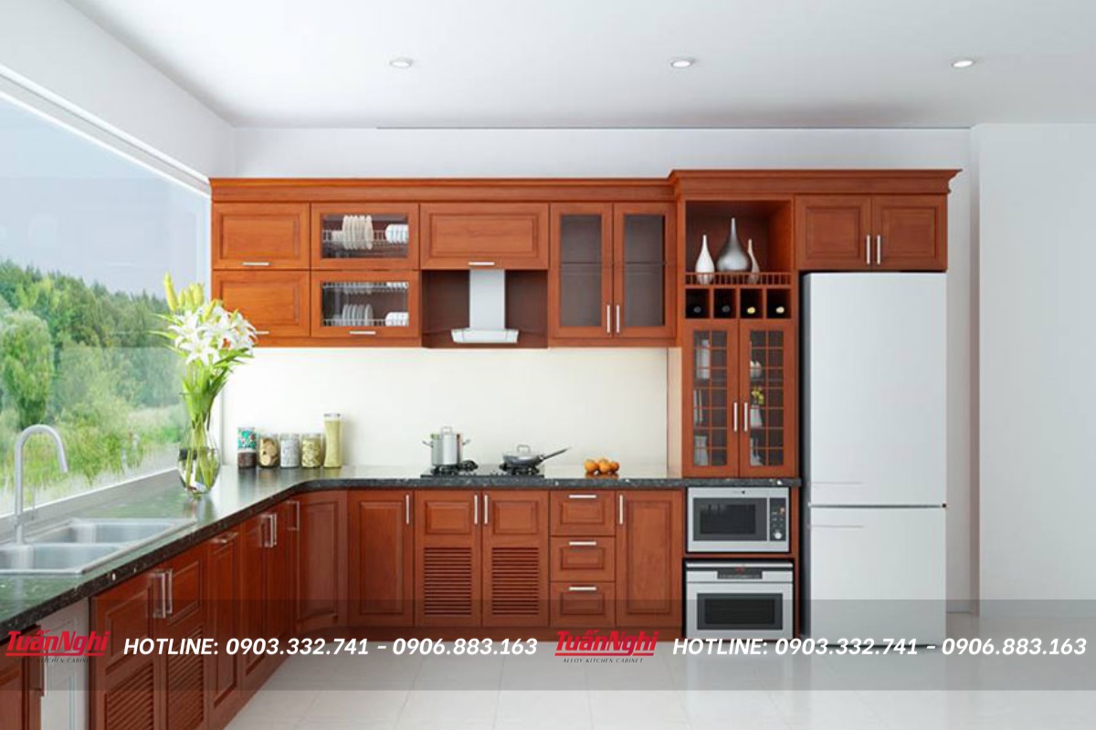 Tủ bếp chữ L hợp kim nhôm TB45 1 Tủ bếp chữ L hợp kim nhôm TB45