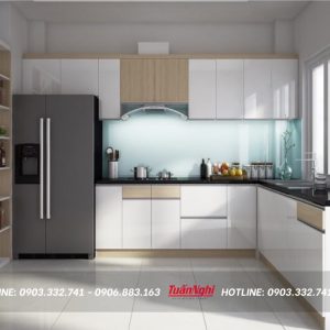 Tủ bếp chữ L hợp kim nhôm TB48