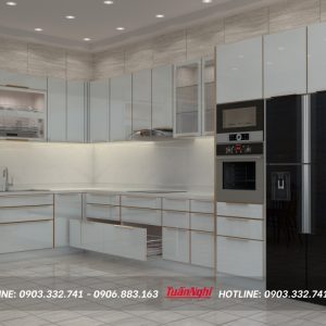 Tủ bếp chữ L hợp kim nhôm TB52