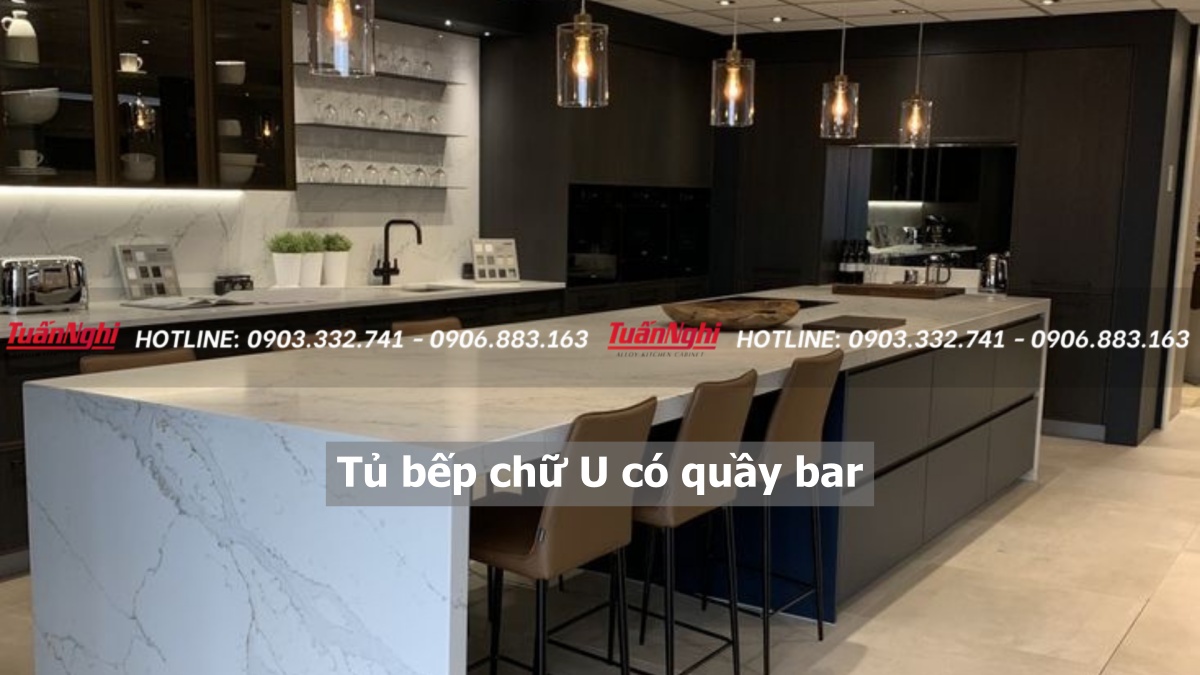 20+ mẫu tủ bếp chữ U có quầy bar hiện đại ấn tượng 20 Tủ bếp chữ u có quầy bar
