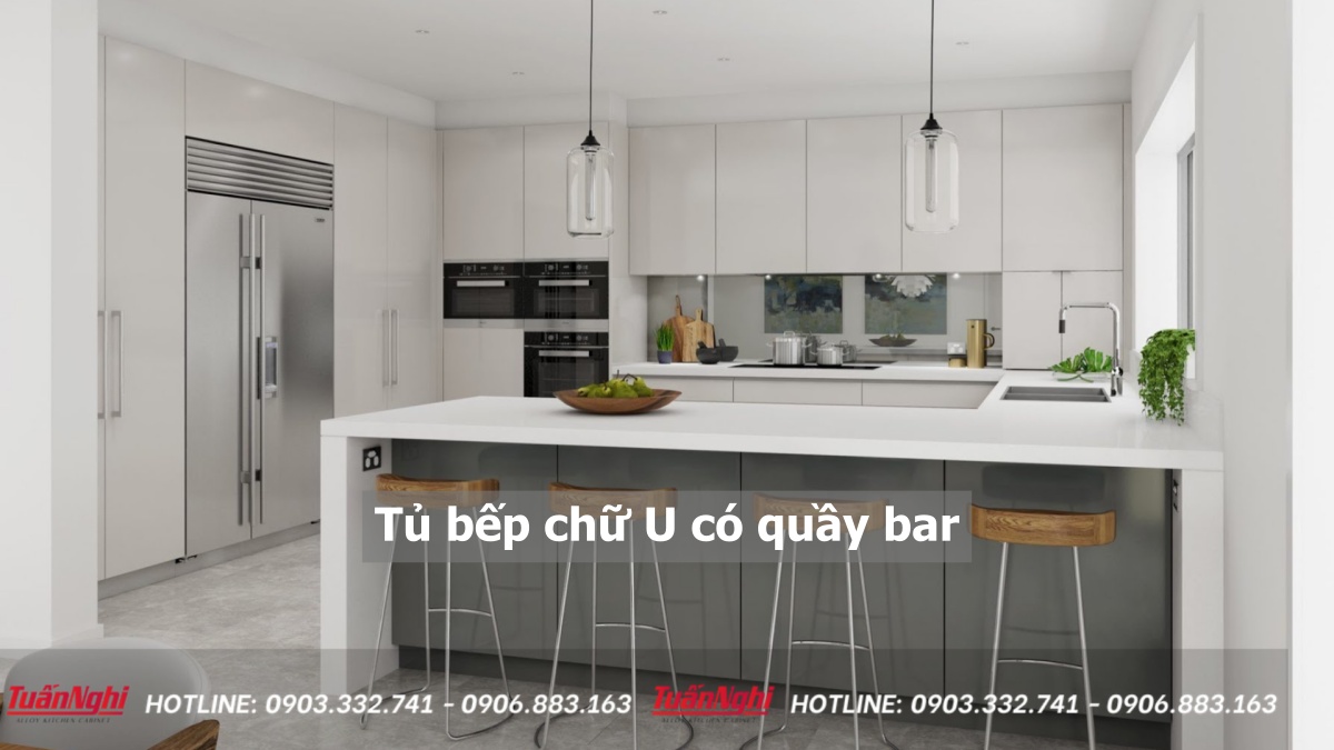 20+ mẫu tủ bếp chữ U có quầy bar hiện đại ấn tượng 23 Tủ bếp chữ u có quầy bar