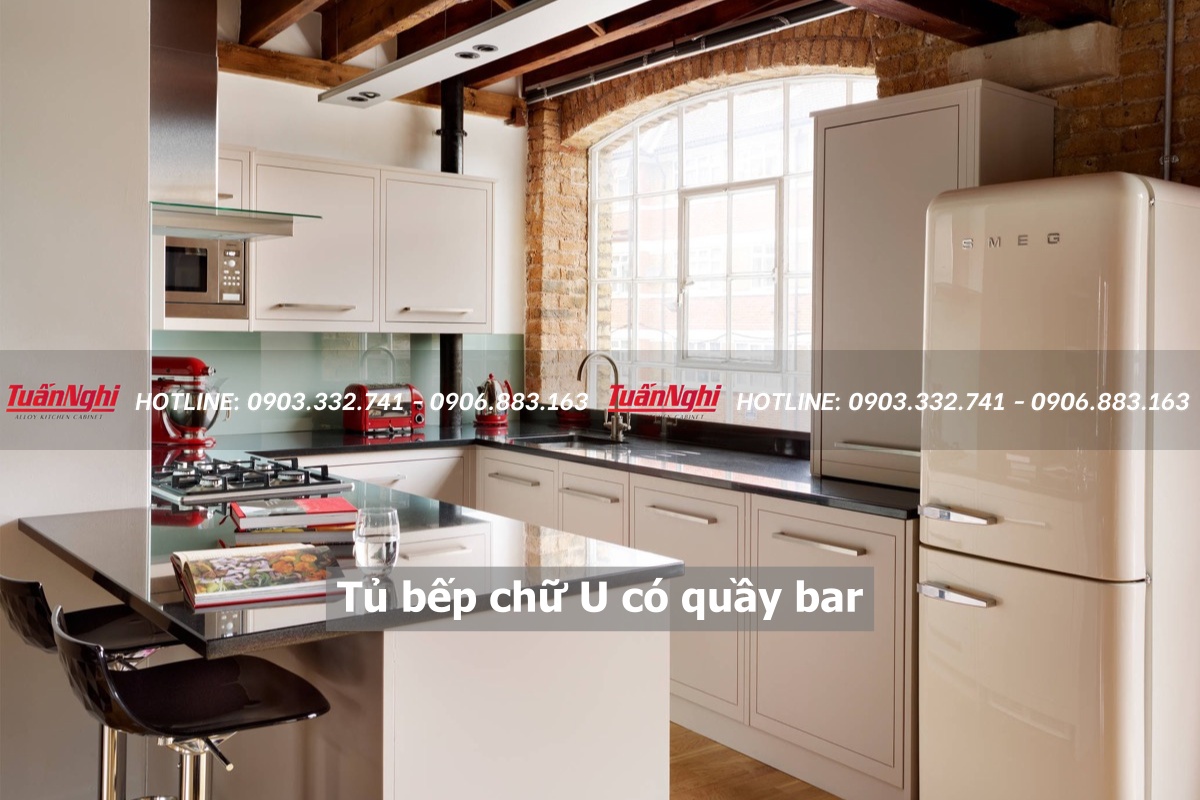 20+ mẫu tủ bếp chữ U có quầy bar hiện đại ấn tượng 19 Tủ bếp chữ u có quầy bar