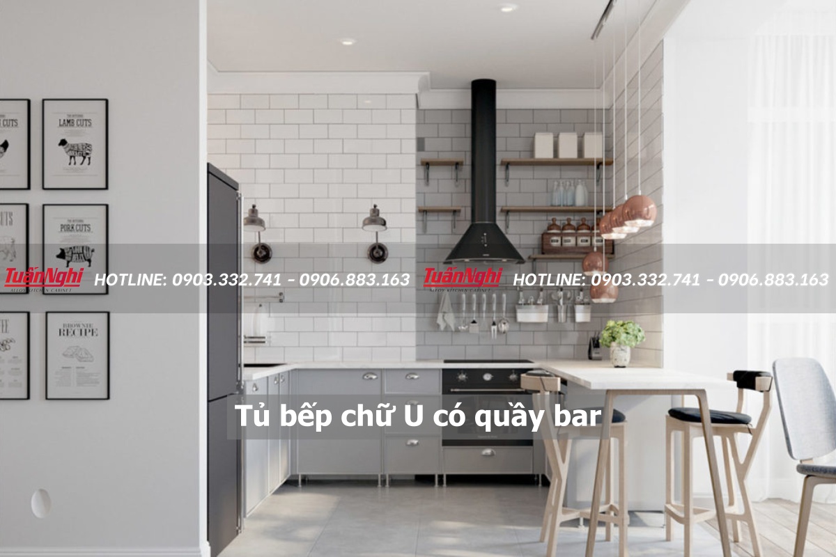 20+ mẫu tủ bếp chữ U có quầy bar hiện đại ấn tượng 22 Tủ bếp chữ u có quầy bar