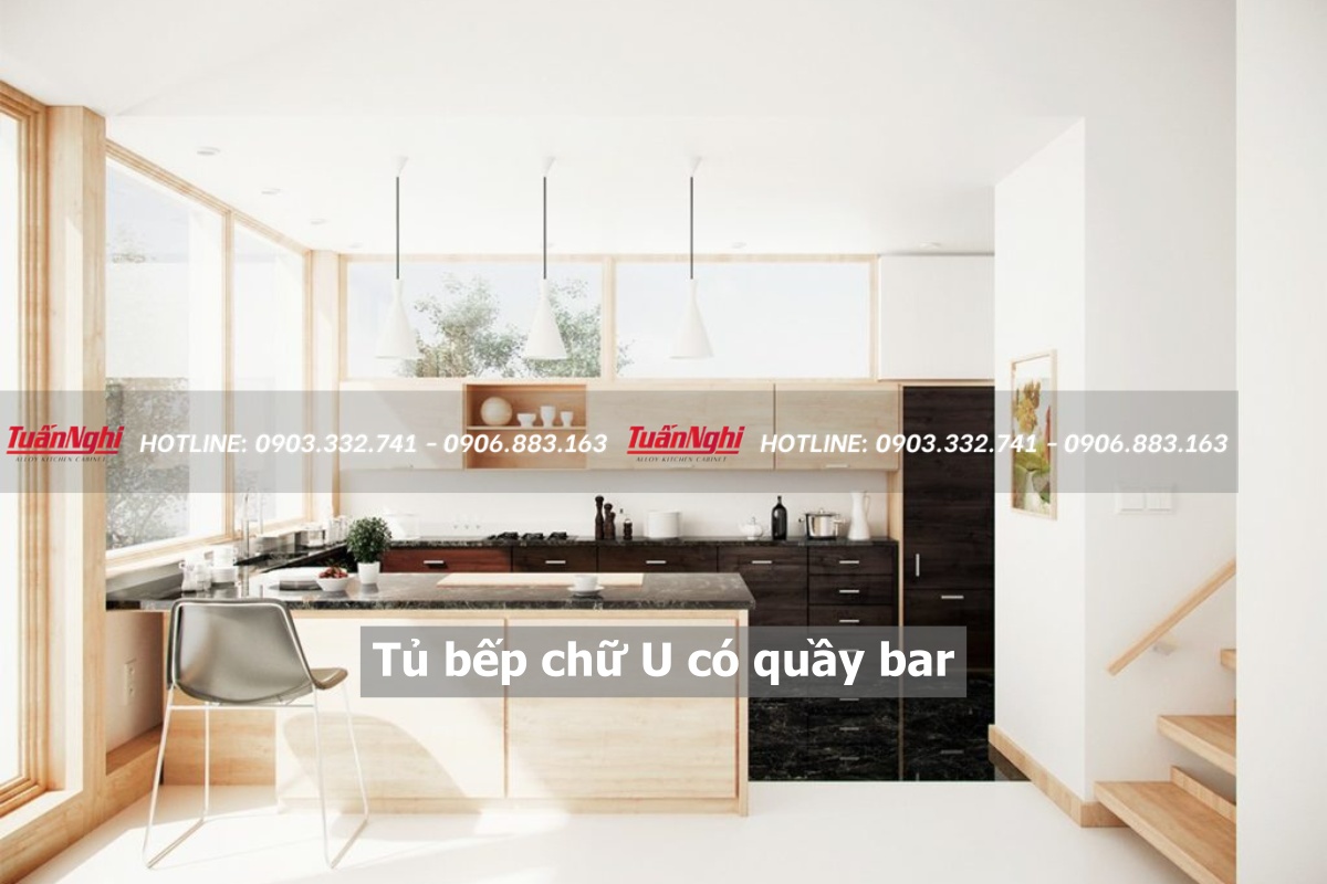 20+ mẫu tủ bếp chữ U có quầy bar hiện đại ấn tượng 21 Tủ bếp chữ u có quầy bar