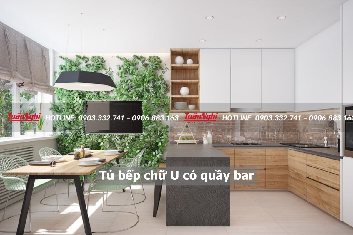 20+ mẫu tủ bếp chữ U có quầy bar hiện đại ấn tượng 15 Tủ bếp chữ u có quầy bar