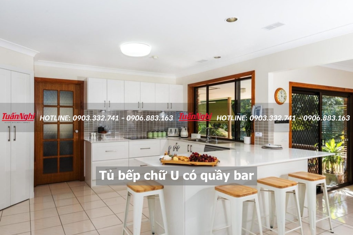 20+ mẫu tủ bếp chữ U có quầy bar hiện đại ấn tượng 24 Tủ bếp chữ u có quầy bar