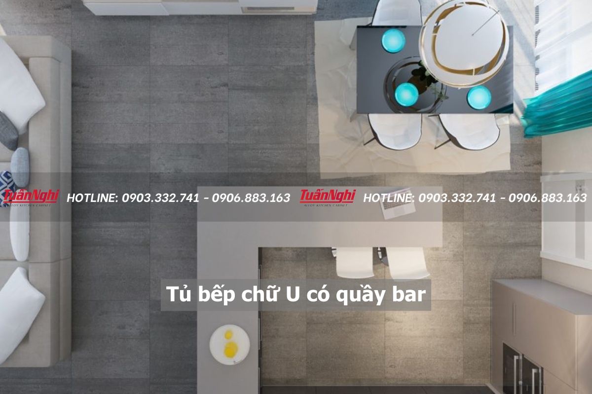 20+ mẫu tủ bếp chữ U có quầy bar hiện đại ấn tượng 18 Tủ bếp chữ u có quầy bar