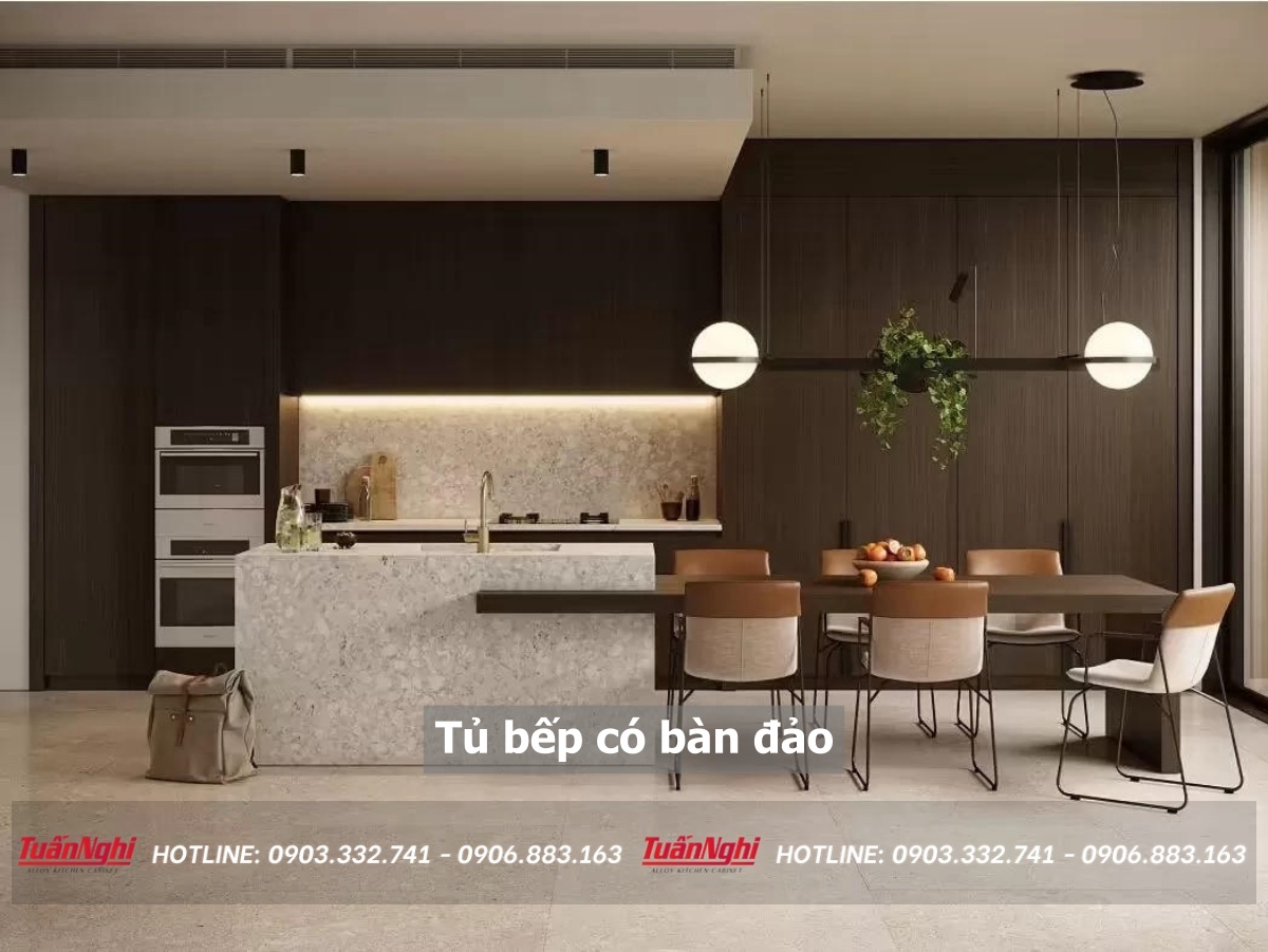 tủ bếp có bàn đảo