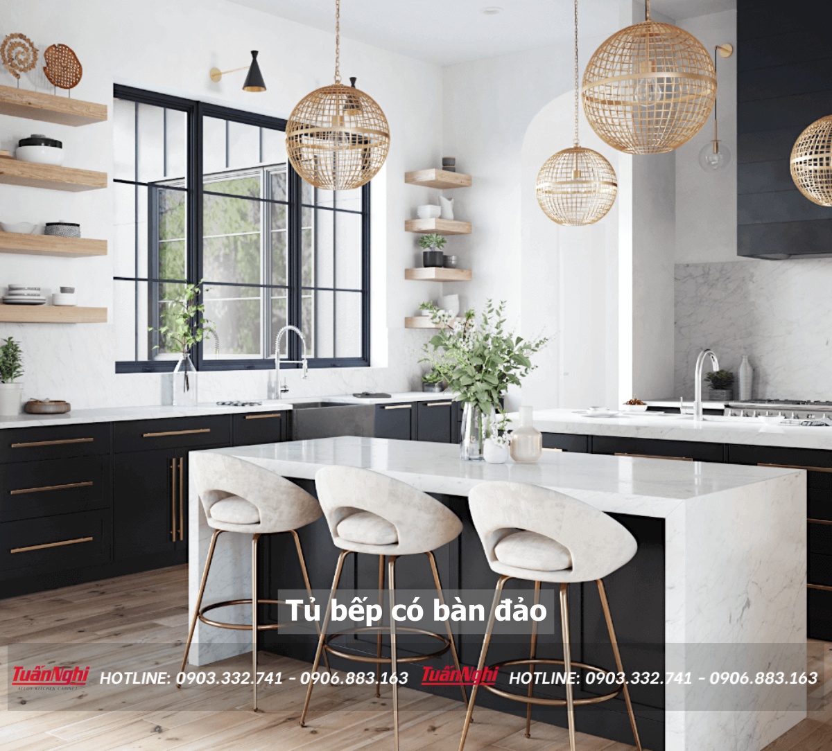 tủ bếp có bàn đảo