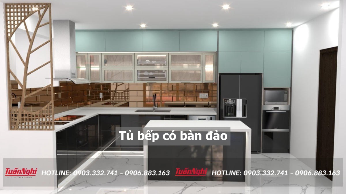 tủ bếp có bàn đảo