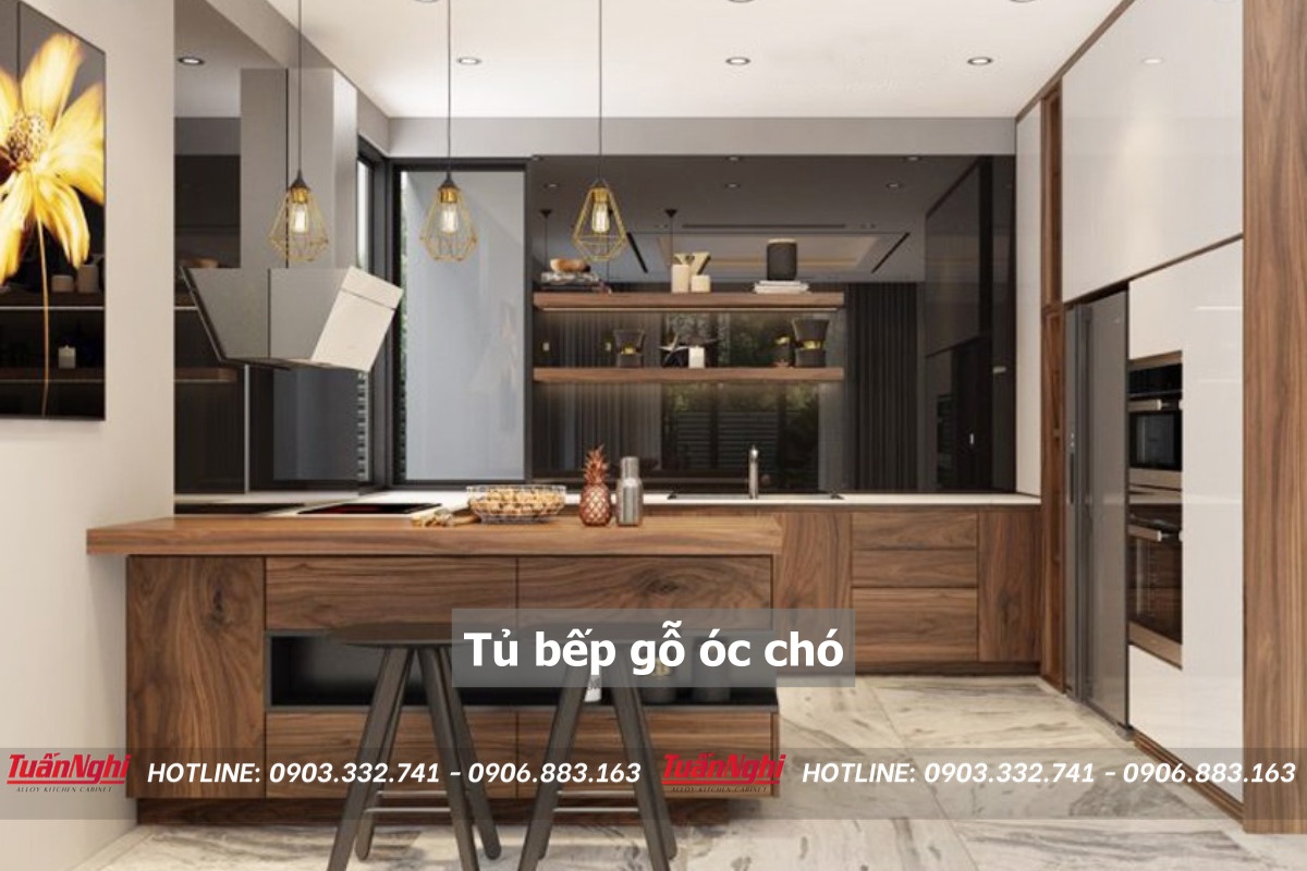 10+ Mẫu Tủ Bếp Gỗ Óc Chó Sang Trọng Đẳng Cấp 2023 12 Tủ bếp gỗ óc chó