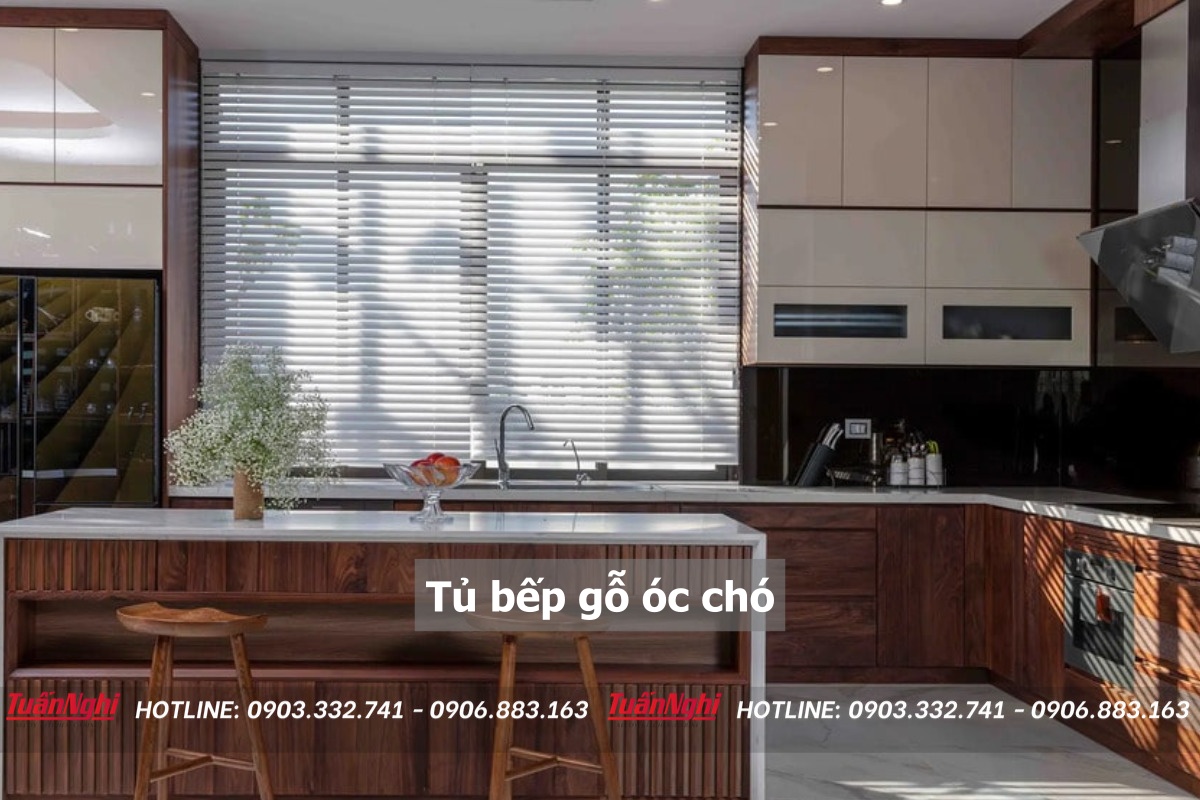 10+ Mẫu Tủ Bếp Gỗ Óc Chó Sang Trọng Đẳng Cấp 2023 13 Tủ bếp gỗ óc chó