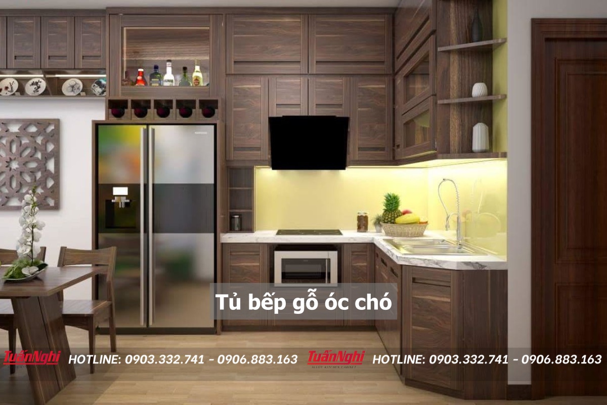 10+ Mẫu Tủ Bếp Gỗ Óc Chó Sang Trọng Đẳng Cấp 2023 17 Tủ bếp gỗ óc chó