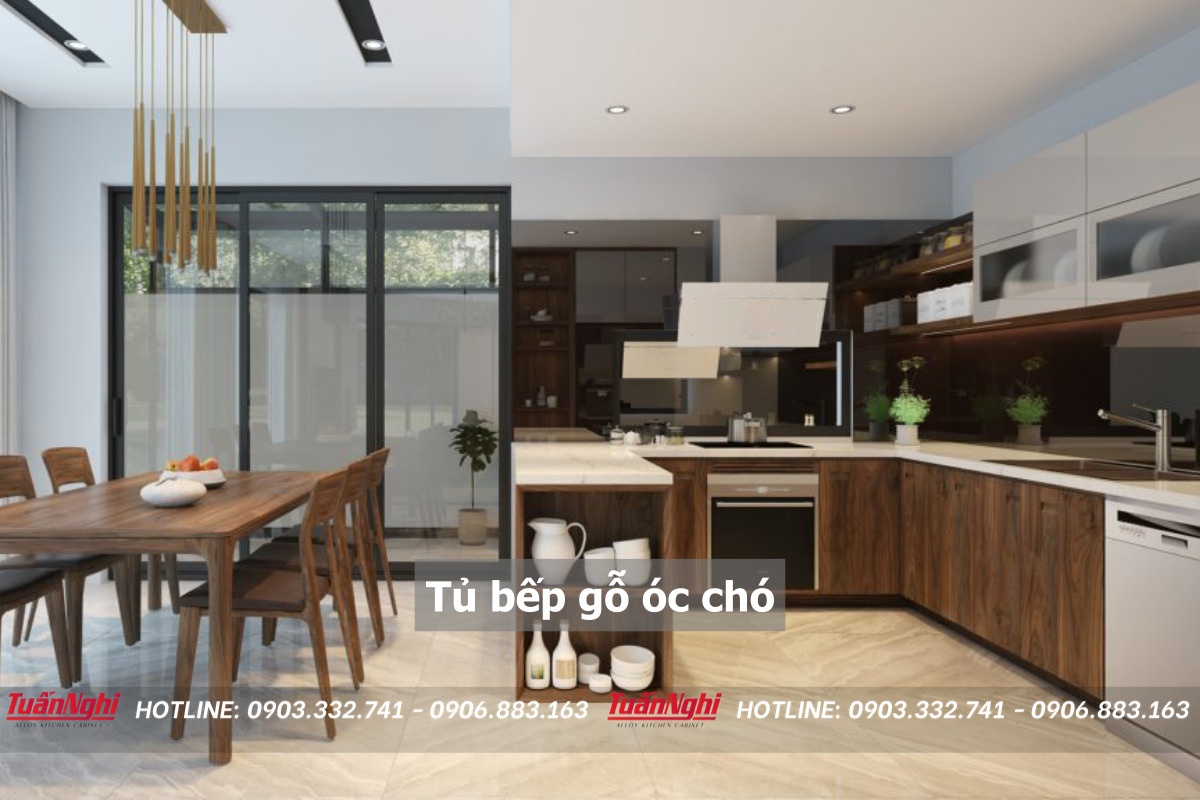10+ Mẫu Tủ Bếp Gỗ Óc Chó Sang Trọng Đẳng Cấp 2023 18 Tủ bếp gỗ óc chó