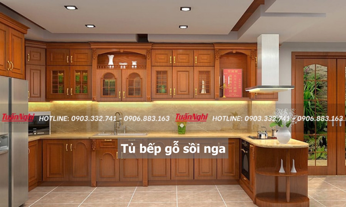 10+ Mẫu Tủ Bếp Gỗ Sồi Nga Hiện Đại Kèm Báo Giá 2023 12 Tủ bếp gỗ sòi nga