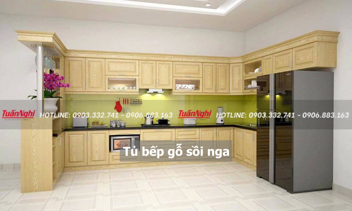 10+ Mẫu Tủ Bếp Gỗ Sồi Nga Hiện Đại Kèm Báo Giá 2023 14 Tủ bếp gỗ sòi nga