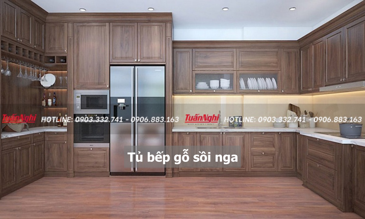 10+ Mẫu Tủ Bếp Gỗ Sồi Nga Hiện Đại Kèm Báo Giá 2023 16 Tủ bếp gỗ sòi nga