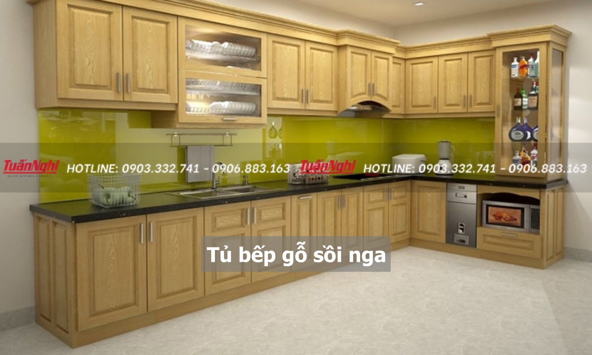 10+ Mẫu Tủ Bếp Gỗ Sồi Nga Hiện Đại Kèm Báo Giá 2023 13 Tủ bếp gỗ sòi nga
