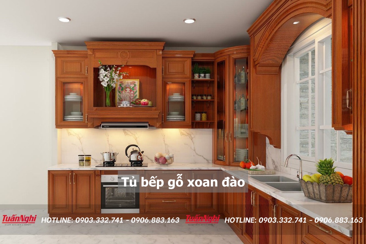 10+ Mẫu Tủ Bếp Gỗ Xoan Đào Đẹp Ấn Tượng Nhất 2023 13 Tủ bếp gỗ xoan đào