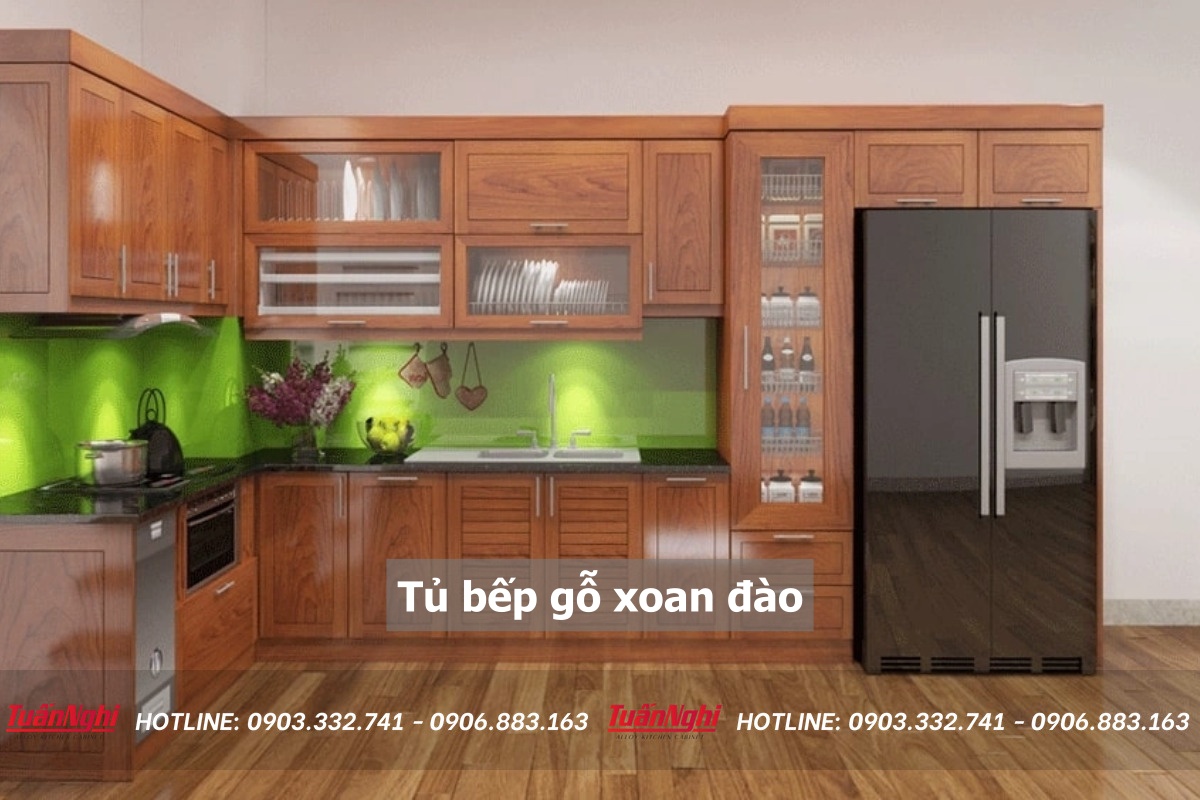 10+ Mẫu Tủ Bếp Gỗ Xoan Đào Đẹp Ấn Tượng Nhất 2023 16 Tủ bếp gỗ xoan đào
