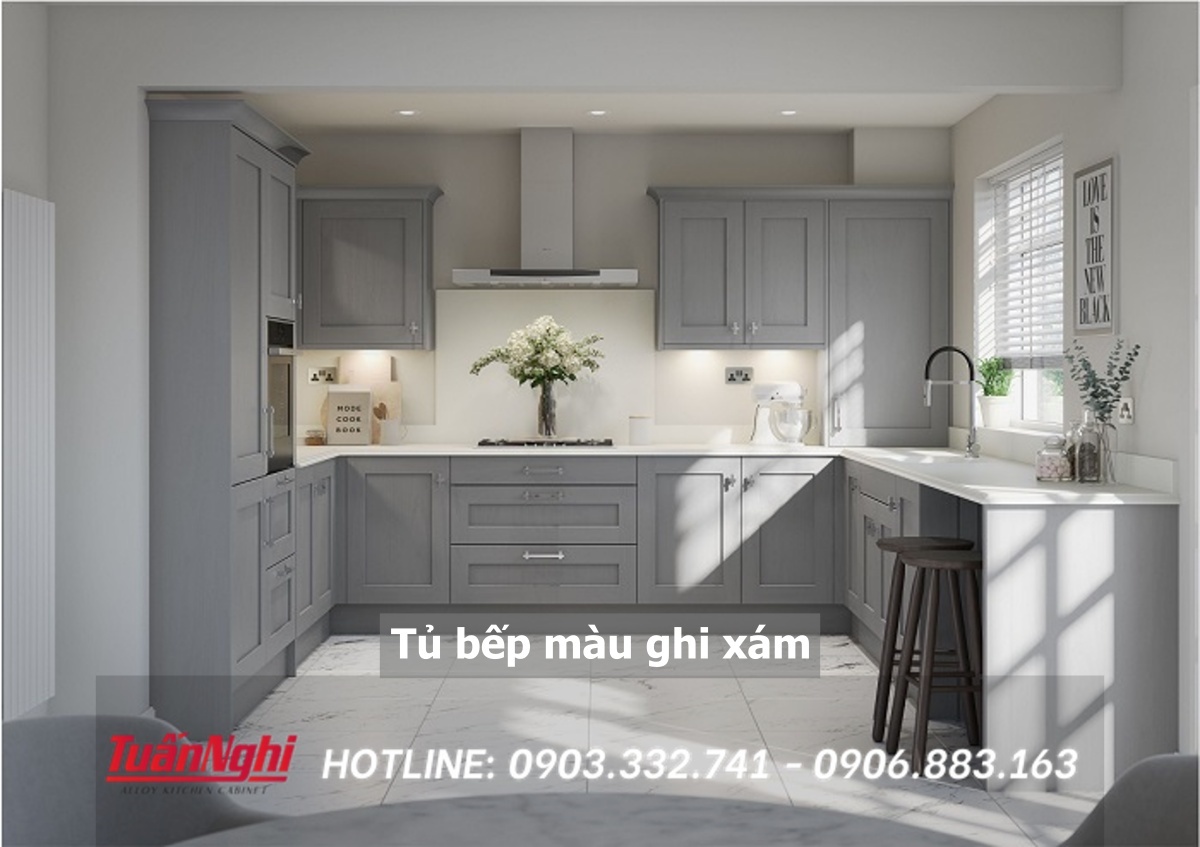 15+ Mẫu Tủ Bếp Màu Ghi Xám Sang Trọng Cho Căn Bếp 2023 16 Tủ bếp màu ghi xám