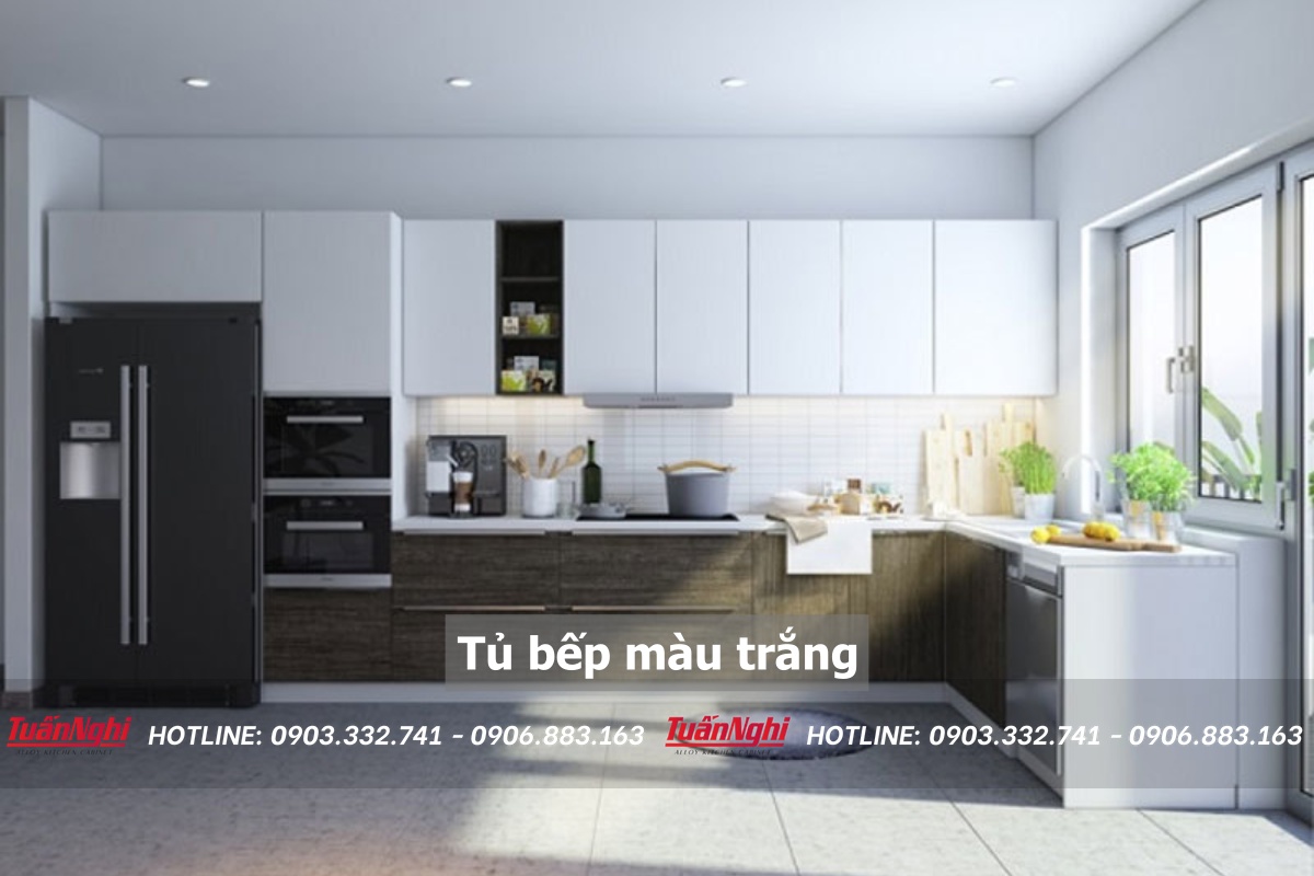 Tủ bếp màu trắng