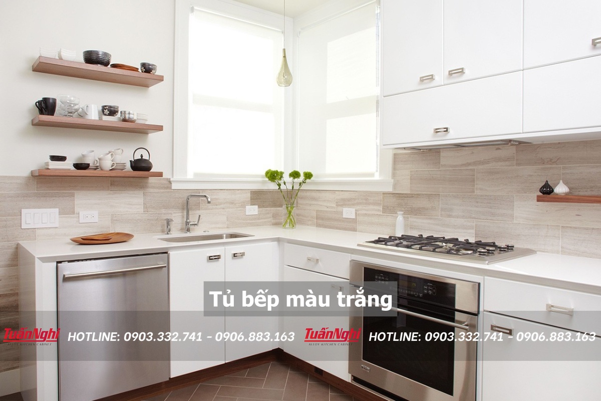 Tủ bếp màu trắng