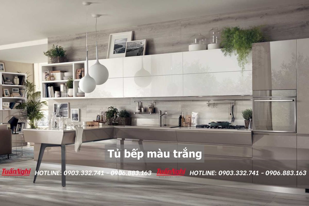 Tủ bếp màu trắng