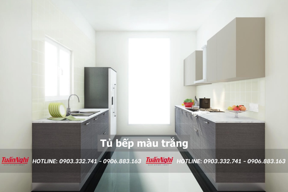 Tủ bếp màu trắng