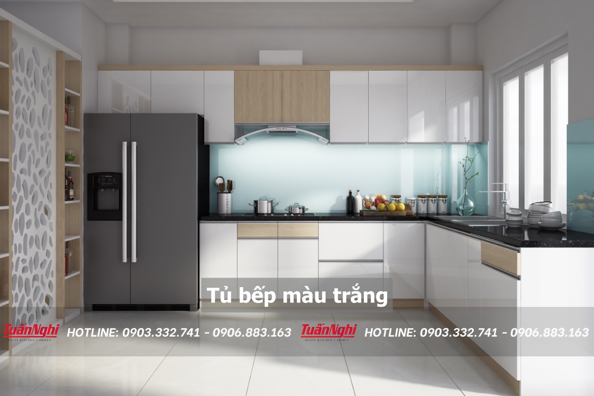 Tủ bếp màu trắng