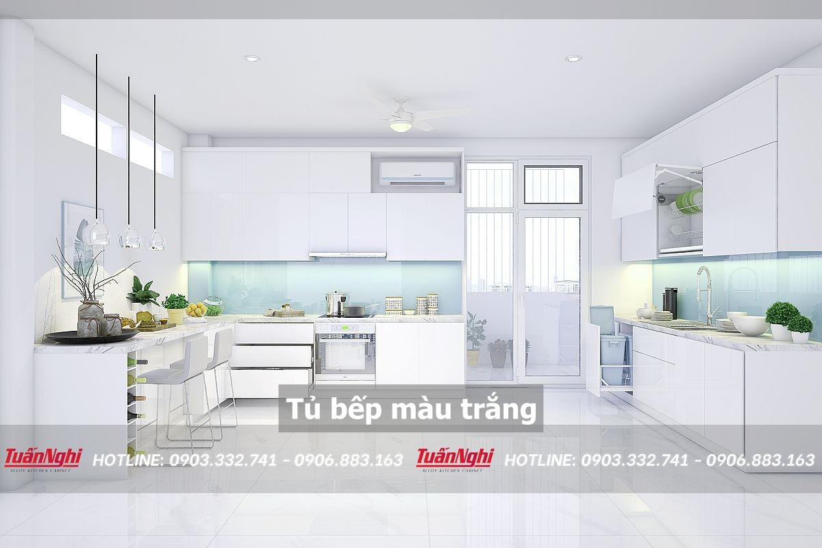 Tủ bếp màu trắng